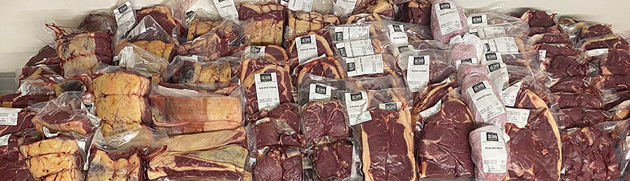 Selection of vacuum packed Pearson Farming meat